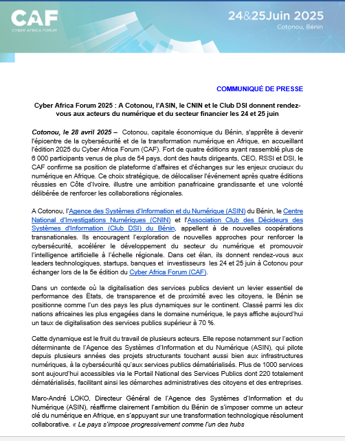 Communiqué officiel